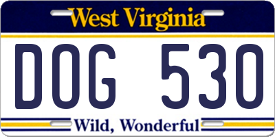 WV license plate DOG530