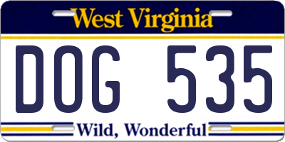 WV license plate DOG535