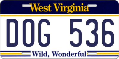 WV license plate DOG536