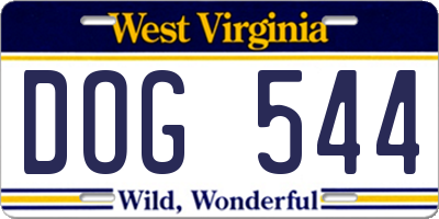 WV license plate DOG544