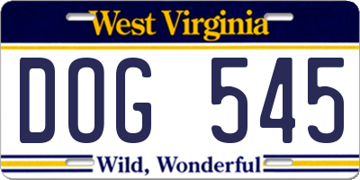 WV license plate DOG545