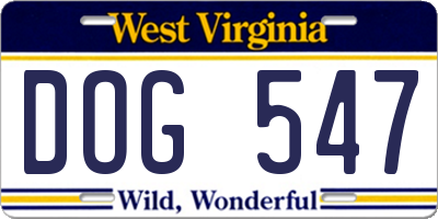 WV license plate DOG547