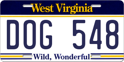 WV license plate DOG548
