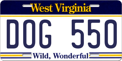 WV license plate DOG550