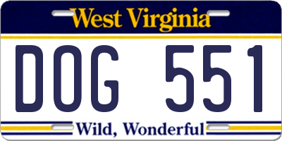 WV license plate DOG551