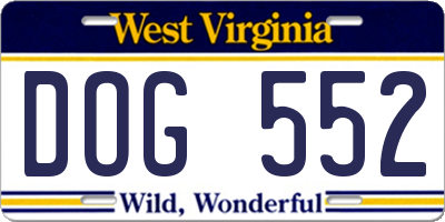 WV license plate DOG552