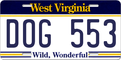WV license plate DOG553