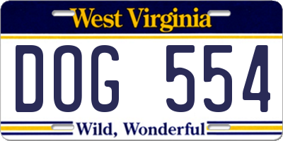 WV license plate DOG554