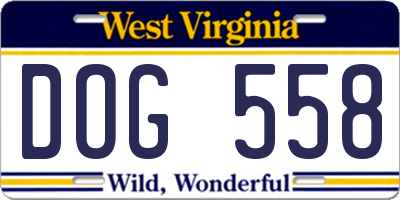 WV license plate DOG558