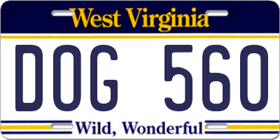 WV license plate DOG560