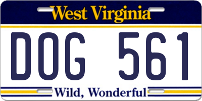 WV license plate DOG561