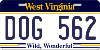 WV license plate DOG562