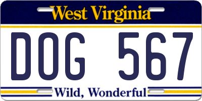 WV license plate DOG567