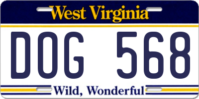 WV license plate DOG568