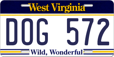 WV license plate DOG572