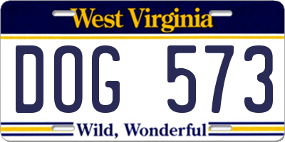 WV license plate DOG573