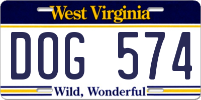 WV license plate DOG574