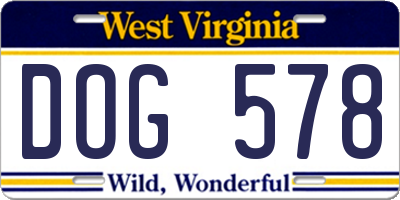 WV license plate DOG578