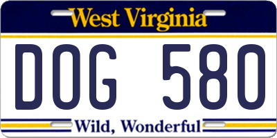 WV license plate DOG580