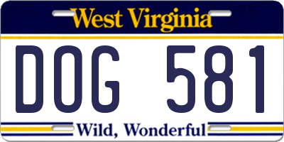 WV license plate DOG581