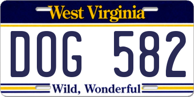 WV license plate DOG582