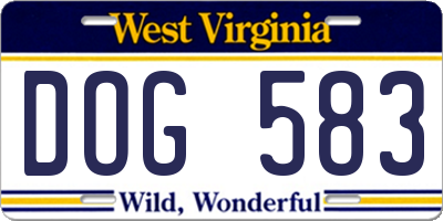 WV license plate DOG583