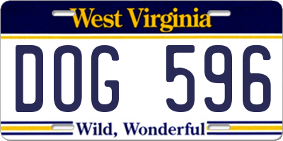 WV license plate DOG596