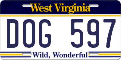 WV license plate DOG597