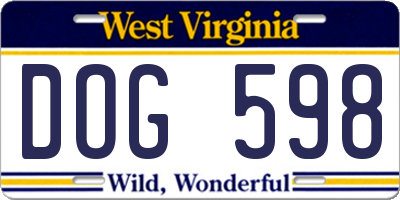 WV license plate DOG598