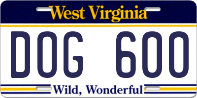 WV license plate DOG600