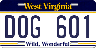 WV license plate DOG601
