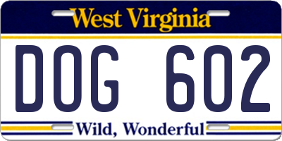 WV license plate DOG602
