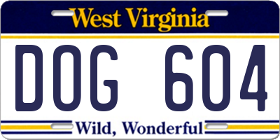 WV license plate DOG604