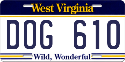 WV license plate DOG610