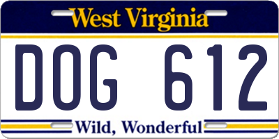 WV license plate DOG612