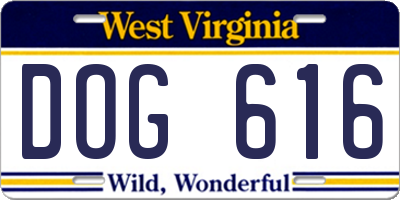 WV license plate DOG616