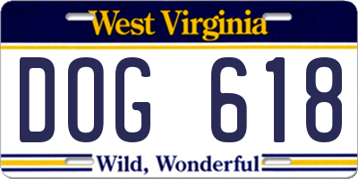 WV license plate DOG618