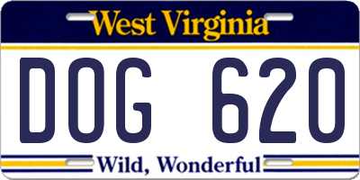 WV license plate DOG620