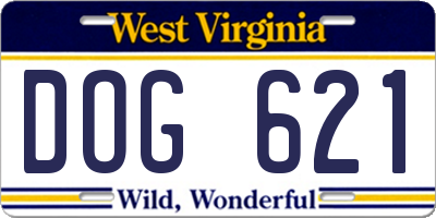 WV license plate DOG621