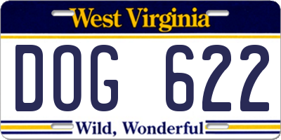 WV license plate DOG622