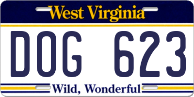 WV license plate DOG623