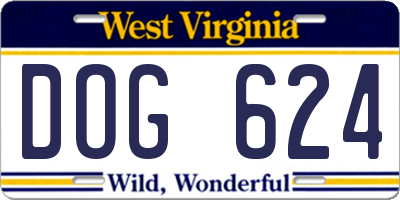 WV license plate DOG624
