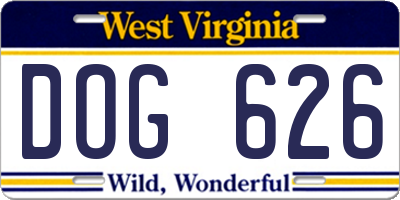 WV license plate DOG626
