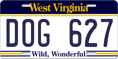 WV license plate DOG627