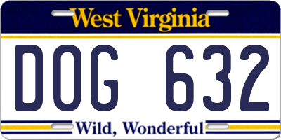 WV license plate DOG632