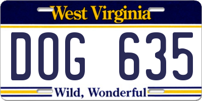 WV license plate DOG635