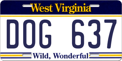 WV license plate DOG637