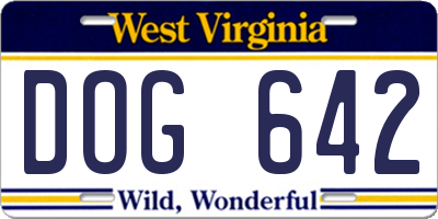 WV license plate DOG642