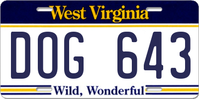 WV license plate DOG643