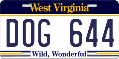 WV license plate DOG644